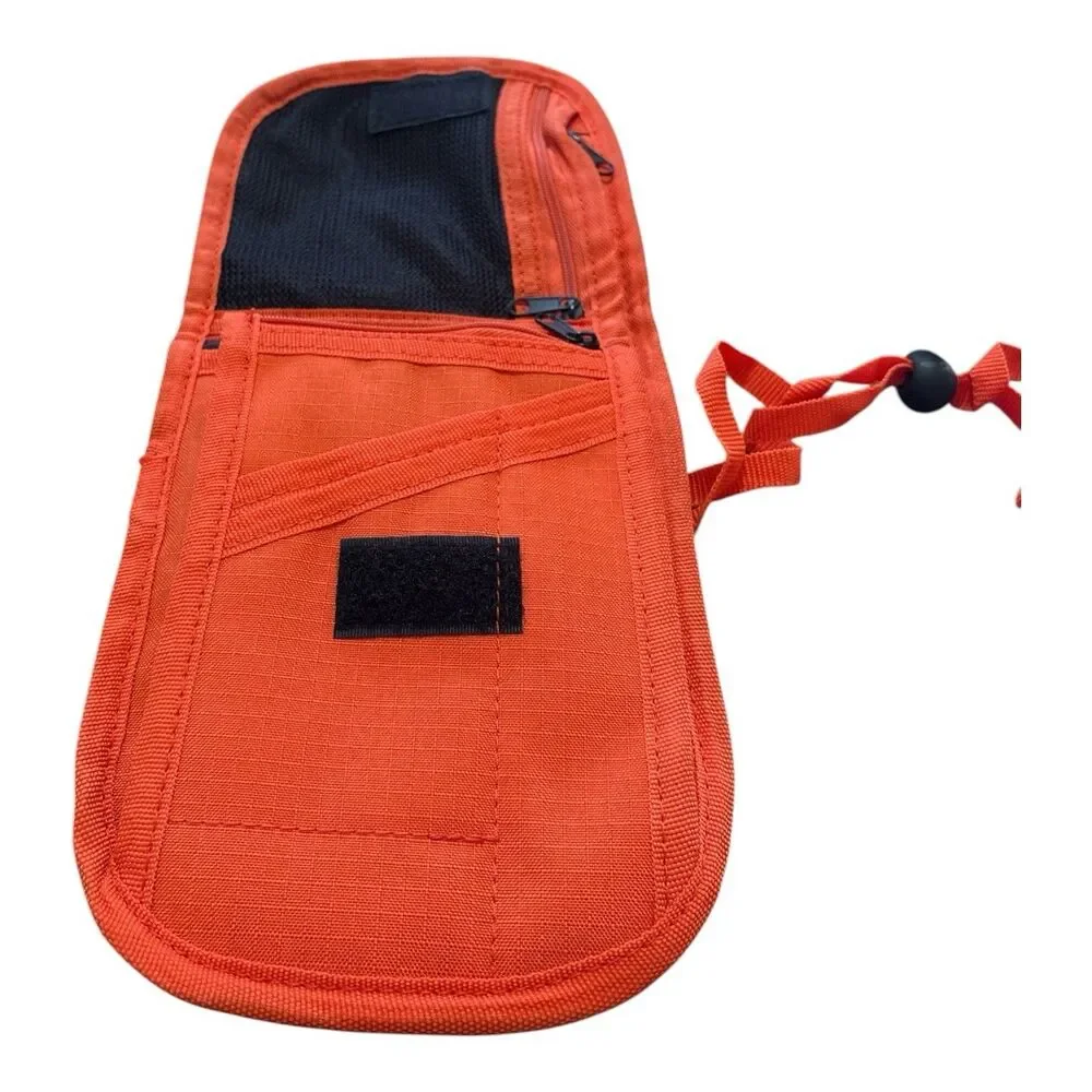 Travelocity Travel Bag Bright Orange Neck Wallet/Passport Holder